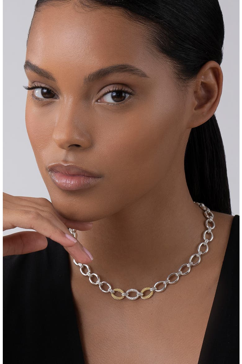 Caviar Lux Diamond Link Necklace, Alternate, color, DIAMOND