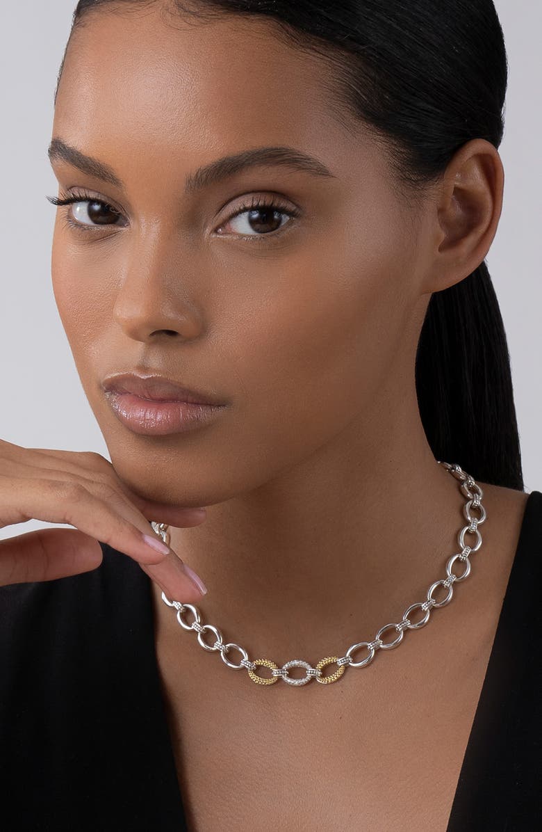 LAGOS Caviar Lux Diamond Link Necklace, Alternate, color, Diamond