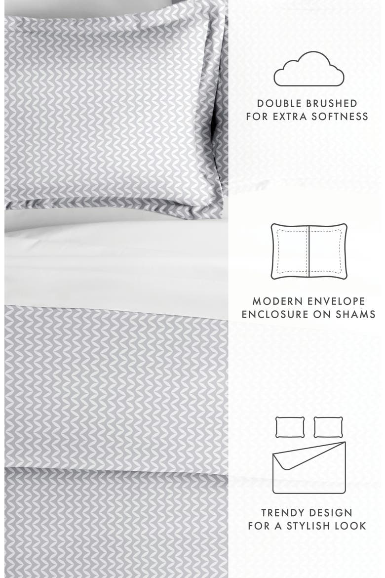 IENJOY HOME Premium Ultra Soft 3-Piece Puffed Chevron Print Duvet Cover Set, Alternate, color, GRAY
