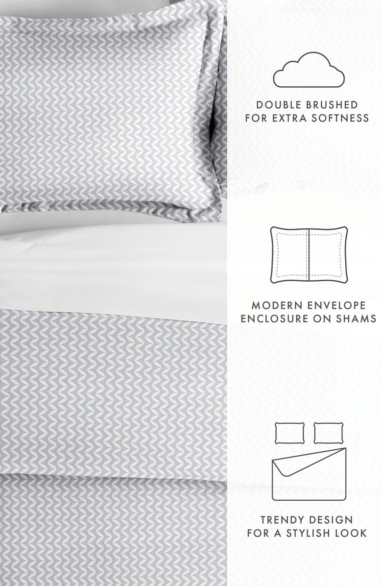 HOMESPUN IENJOY HOME Premium Ultra Soft 3-Piece Puffed Chevron Print Duvet Cover Set, Alternate, color, Light Gray