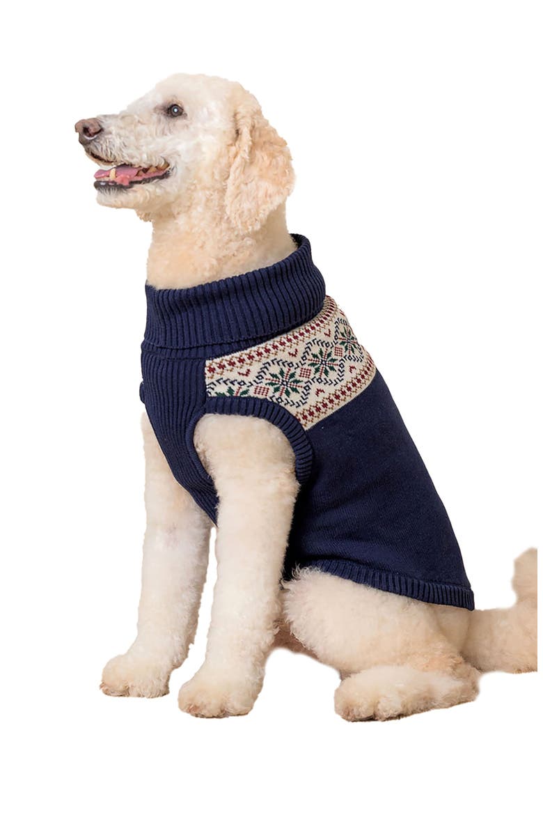 Organic Fair Isle Dog Sweater, Main, color, Scottish Snowflake