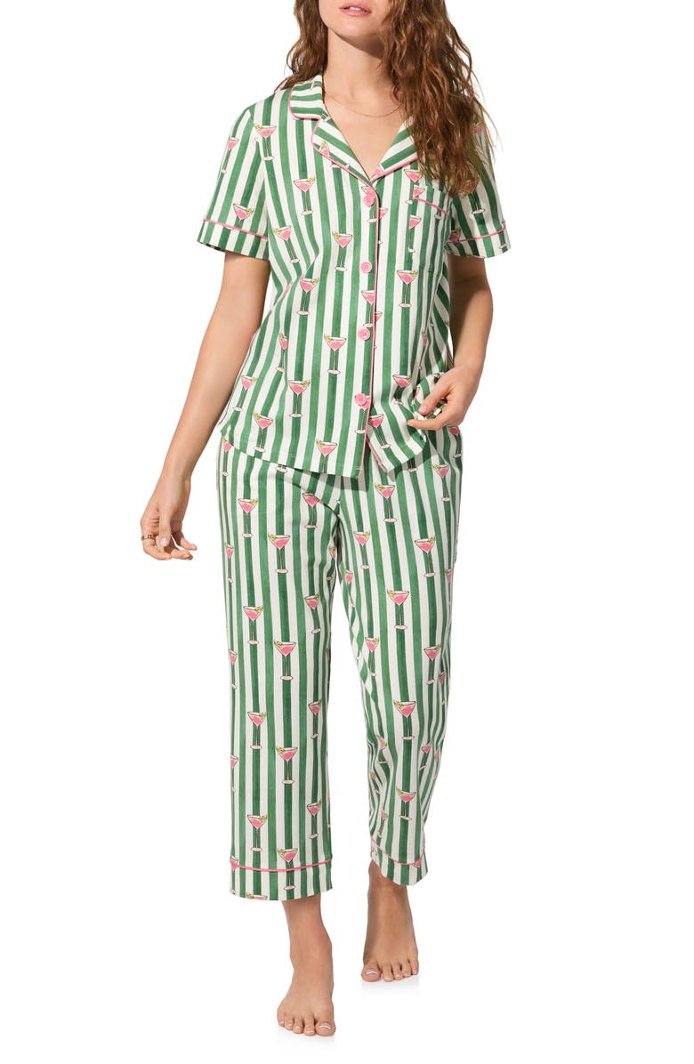 BedHead Pajamas Print Jersey Crop Pajamas, Alternate, color, Martini Oclock