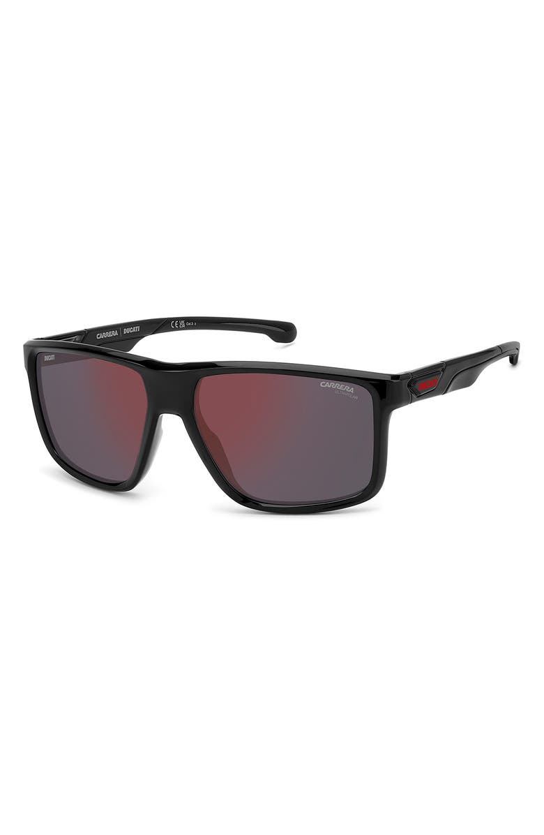 Carrera Eyewear x Ducati Carduc 60mm Polarized Rectangular Sunglasses, Alternate, color, Black Red/ Redsp Pz Hcar