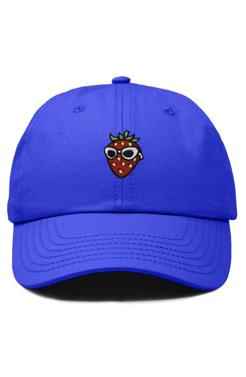 Dalix Strawberry Embroidered Casual Cap In Royal Blue