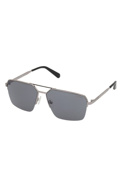 Shop Guess 59mm Navigator Sunglasses In Shiny Gunmetal/smoke