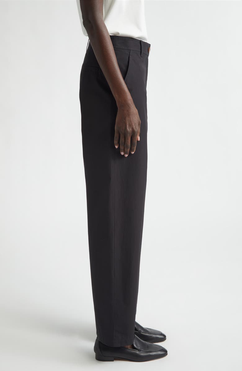 Lafayette 148 New York Kent Organic Cotton Poplin Barrel Leg Pants, Alternate, color, Black