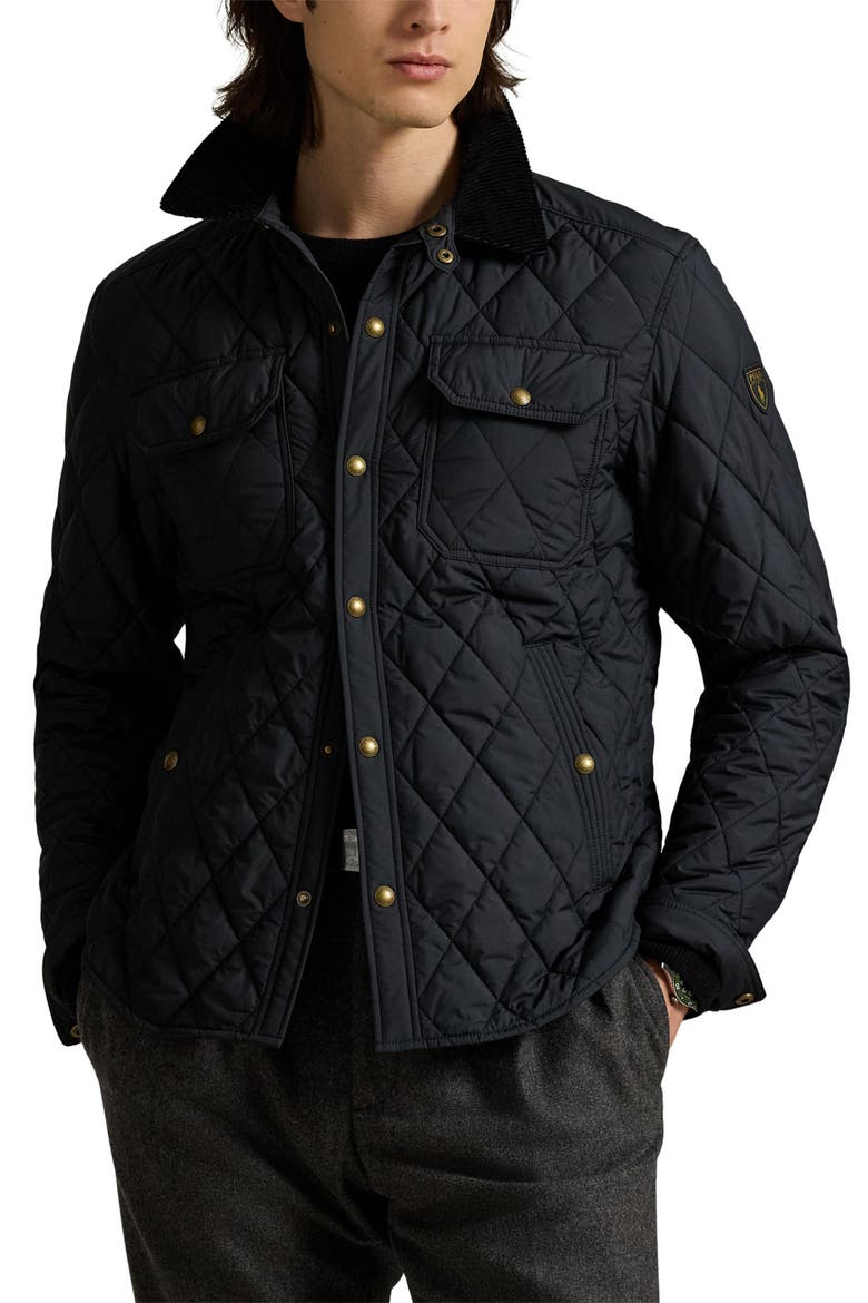 The Beaton Quilted Water-Repellent Shirt Jacket, Main, color, BLACK