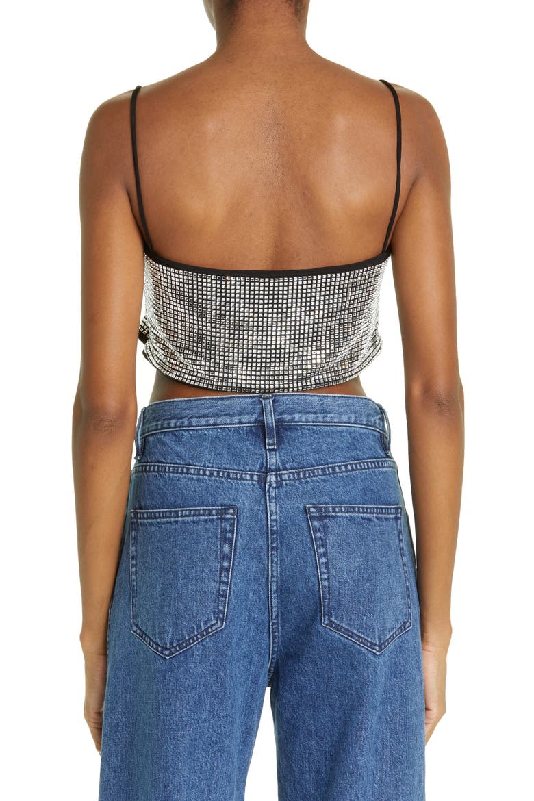 Crystal Mesh Crop Top, Alternate, color, SILVER