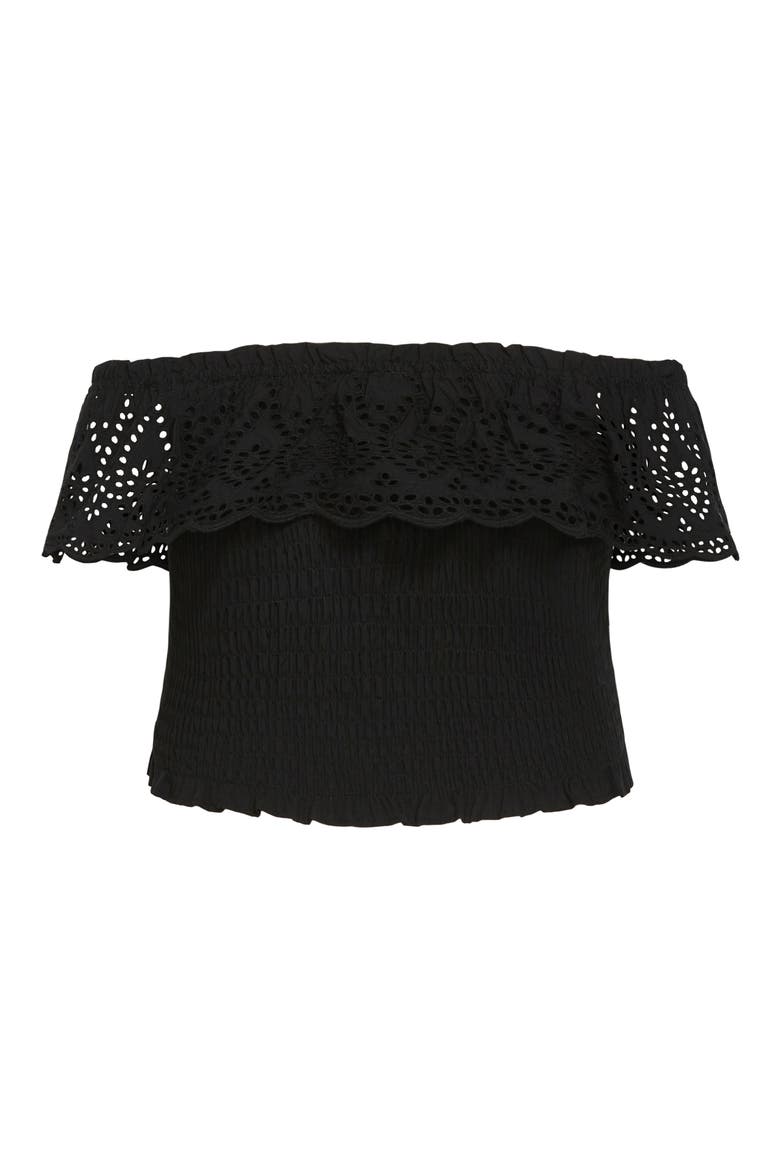 Jayde Eyelet Overlay Top, Alternate, color, BLACK