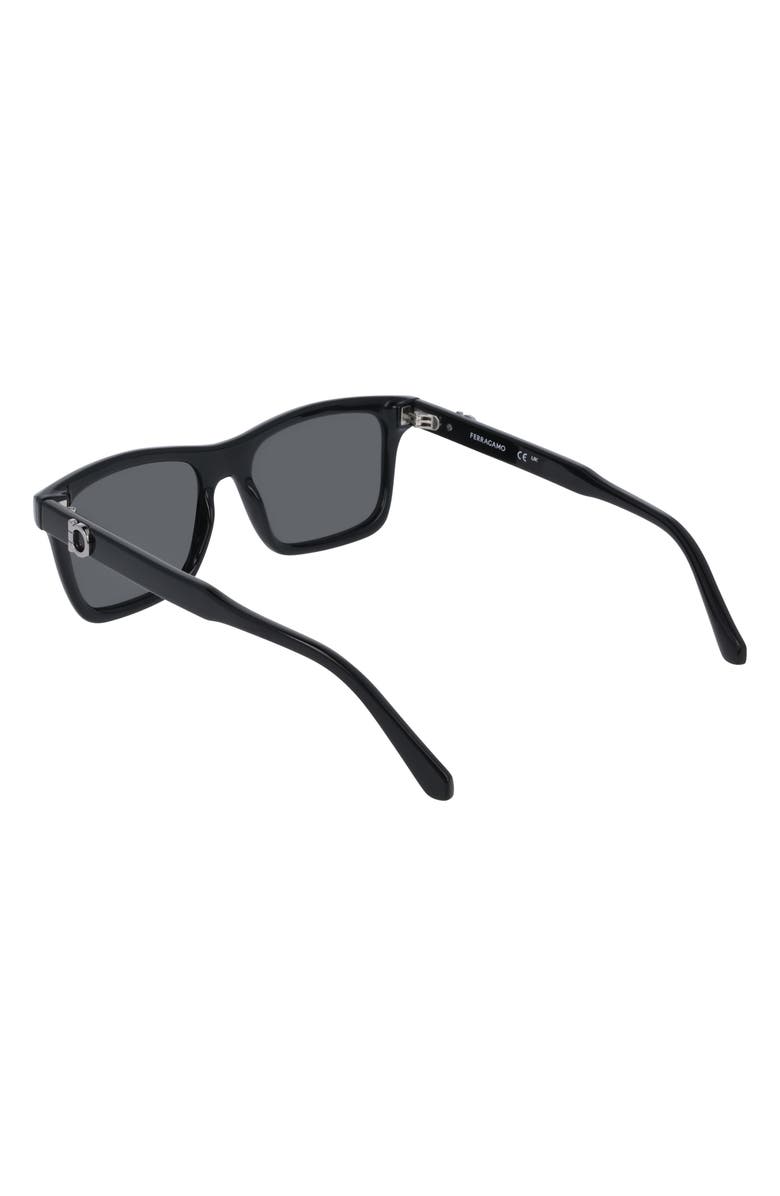 FERRAGAMO 55mm Rectangular Sunglasses, Alternate, color, Black