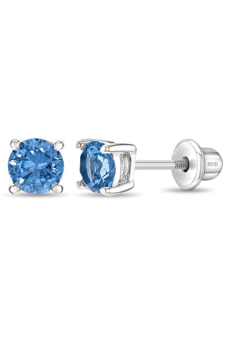 Round Solitaire Earrings, Main, color, Blue