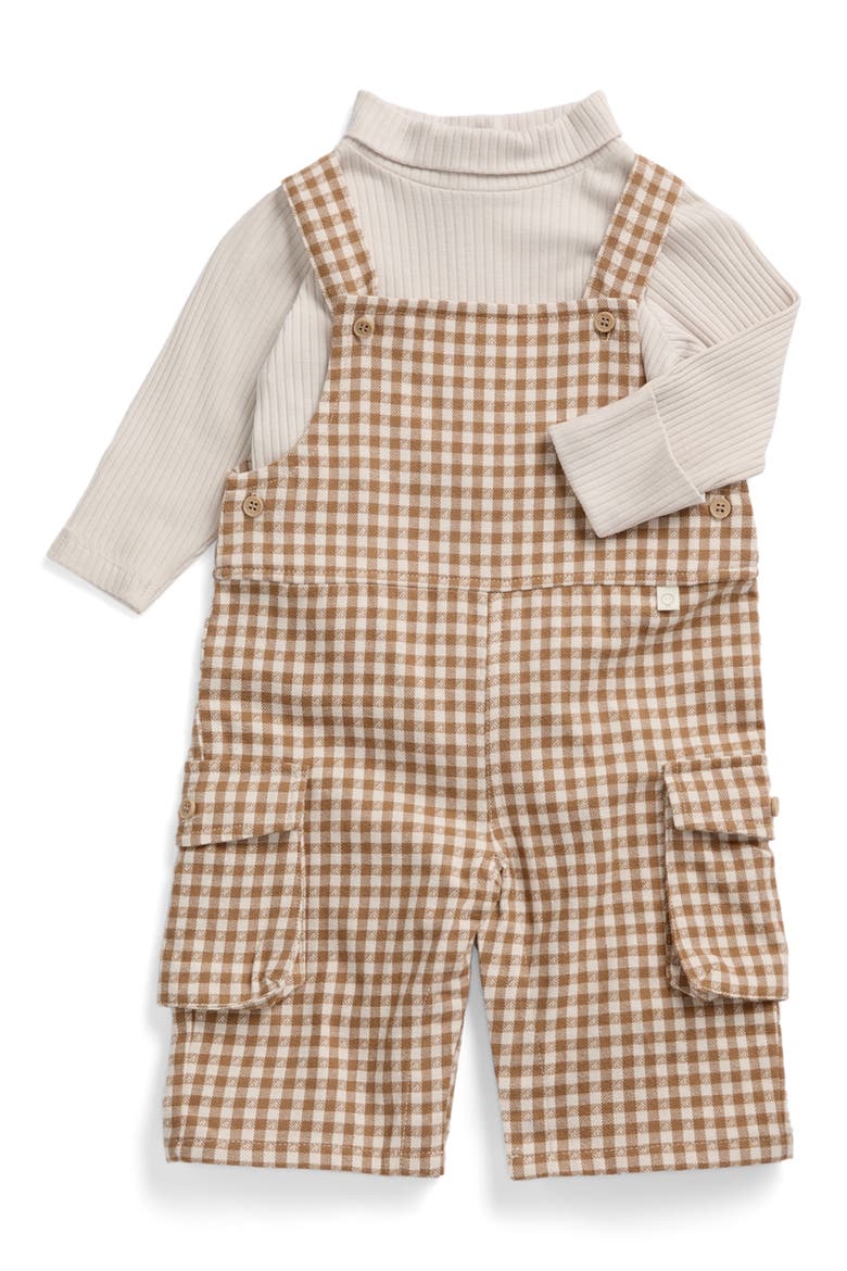Checked Dungarees, Alternate, color, Burro & Oat Milk