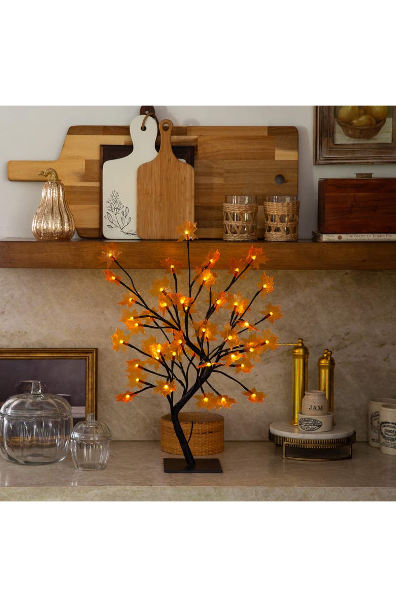 NEARLY NATURAL 18-in Pre-Lit Autumn Artificial Maple Fall Tree with 48 Warm White LED Maple Shaped Lights, Alternate, color, Yellow