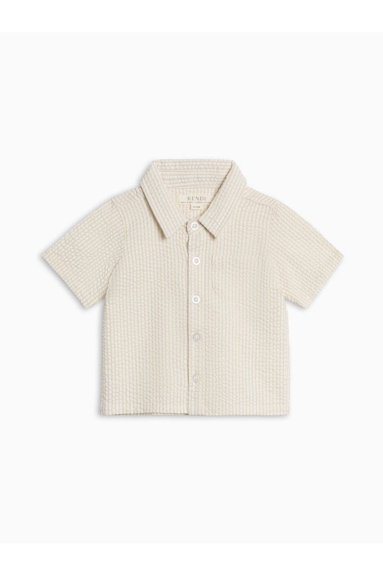 Organic Landon Seesucker Button Down, Alternate, color, Dune Stripe