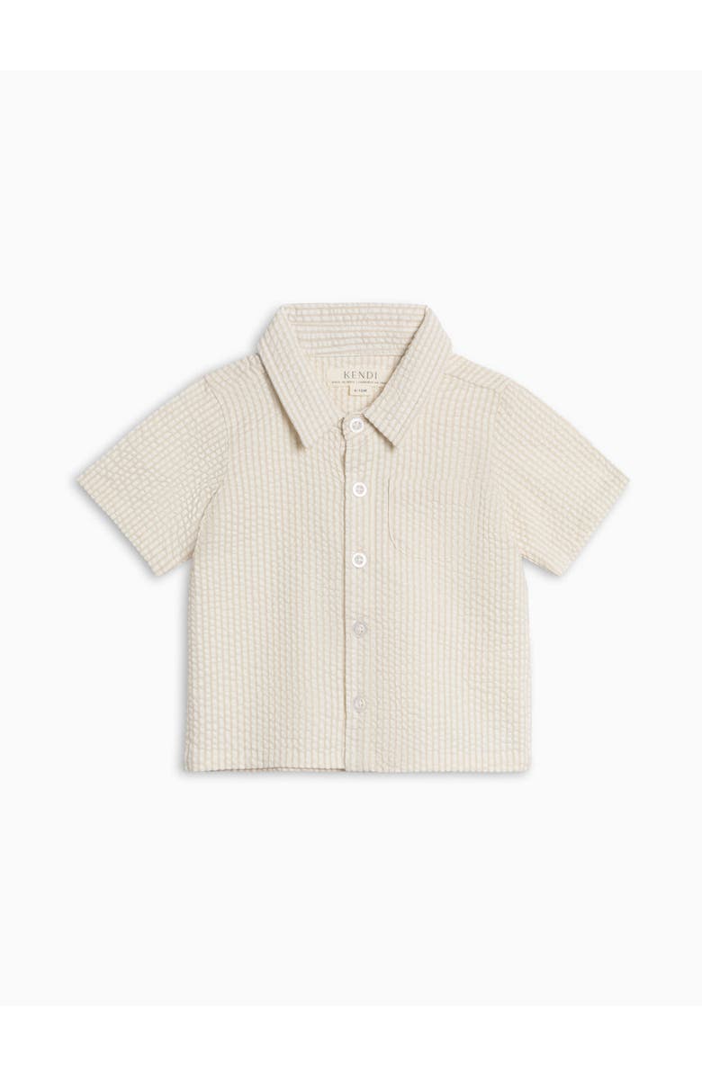 KENDI by Colored Organics Organic Landon Seesucker Button Down, Alternate, color, Dune Stripe