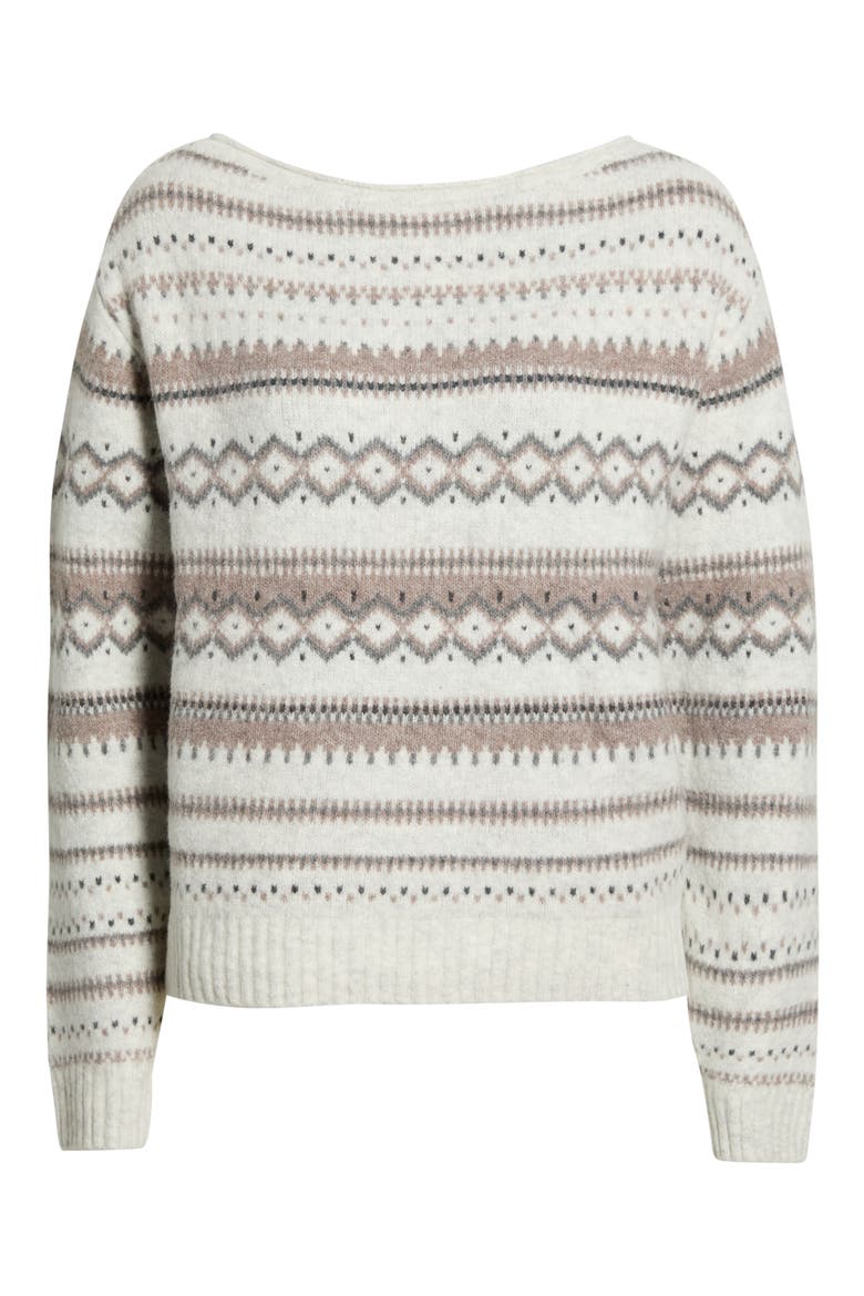 Fair Isle Crewneck Sweater, Main, color, LIGHT HEATHER GRAY