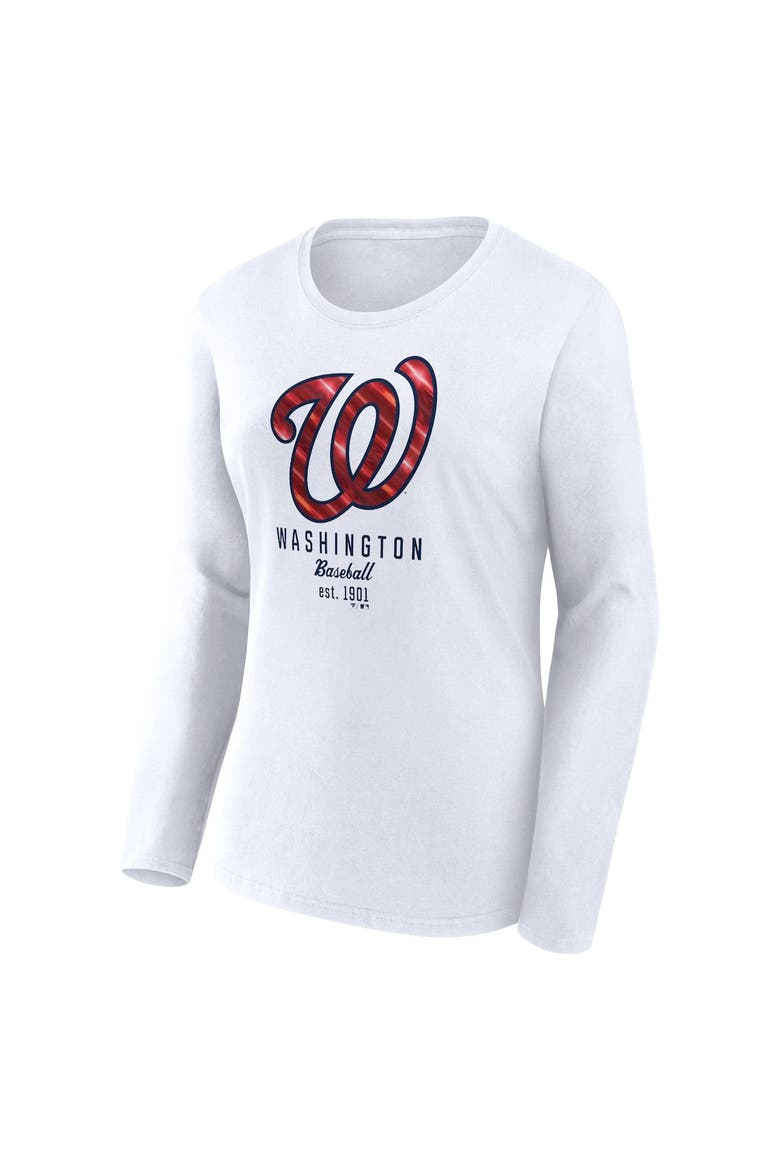 Women's Fanatics Branded  White Washington Nationals Lightweight Fitted Long Sleeve T-Shirt, Alternate, color, White