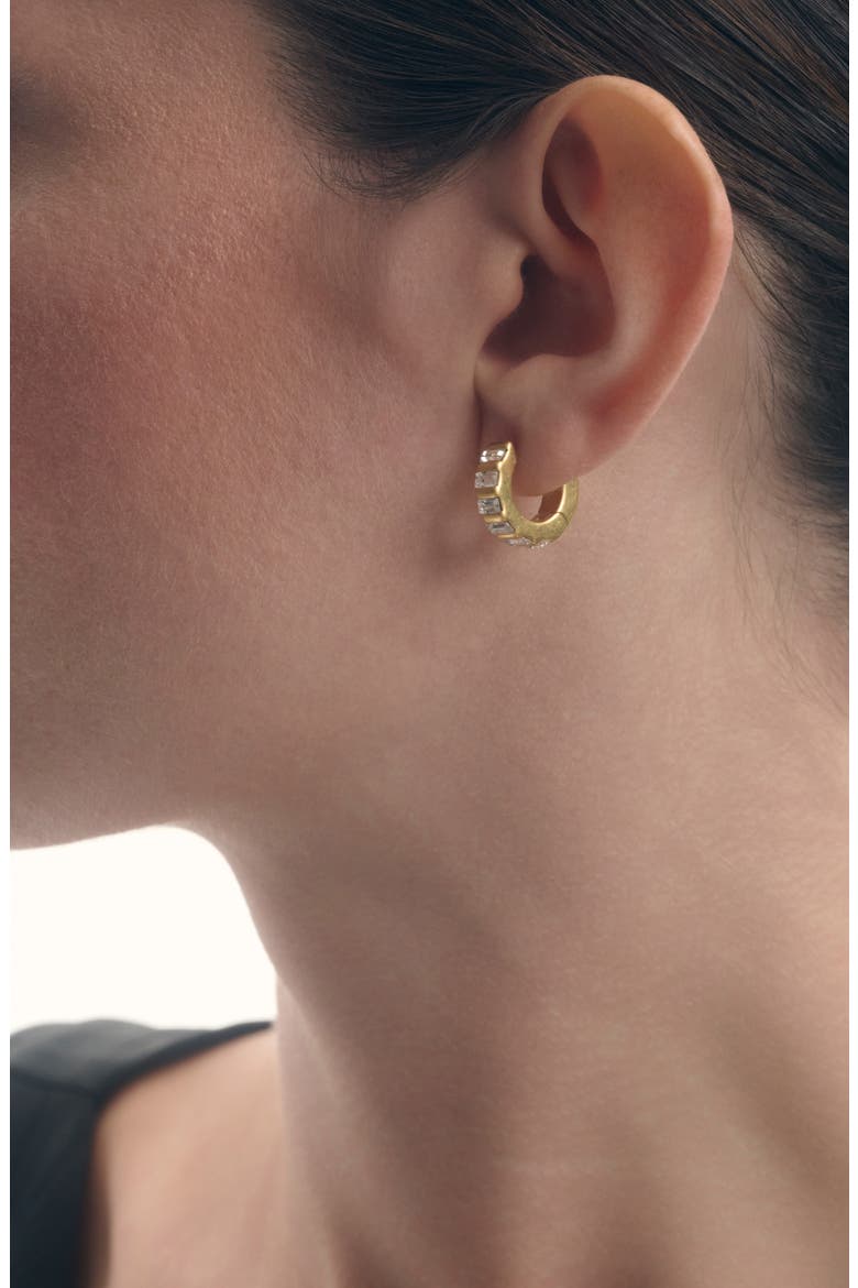 Liza Linear Crystal Huggie Hoop Earrings, Alternate, color, GOLD TONE / CLEAR CRYSTAL