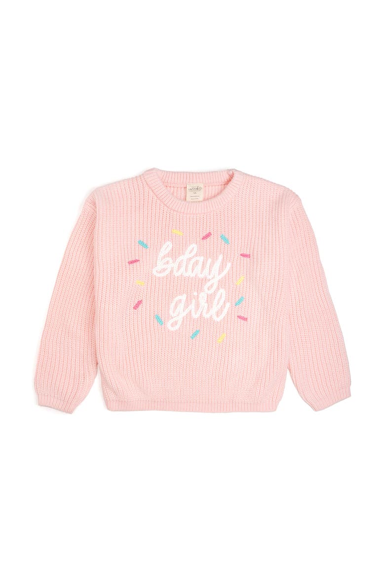 Birthday Girl Sprinkle Knit Sweater, Main, color, Ballet Pink