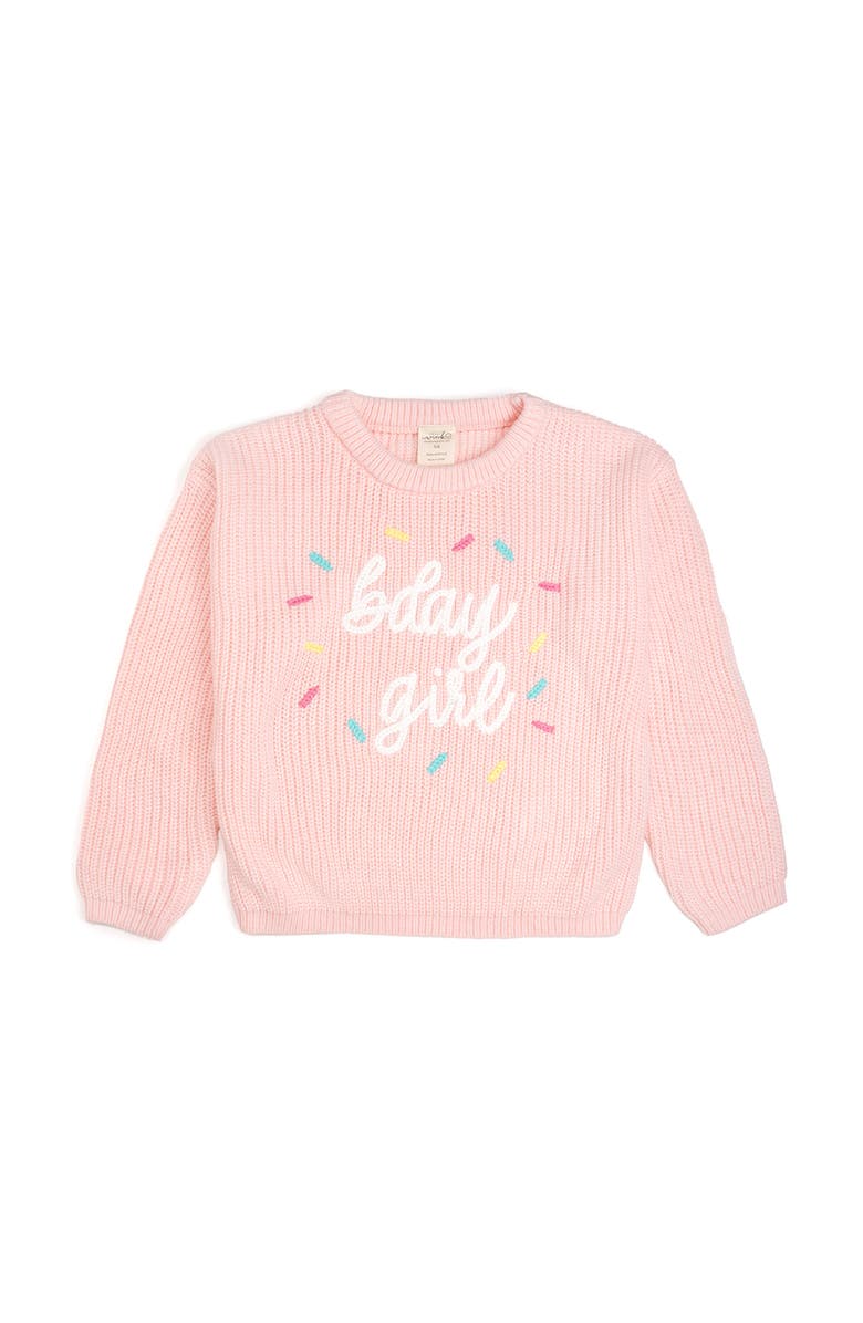 Sweet Wink Birthday Girl Sprinkle Knit Sweater, Main, color, Ballet Pink
