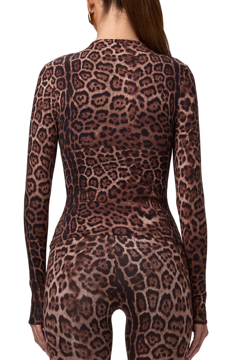 Naked Wardrobe Print Turtleneck Top, Alternate, color, Brown Leopard