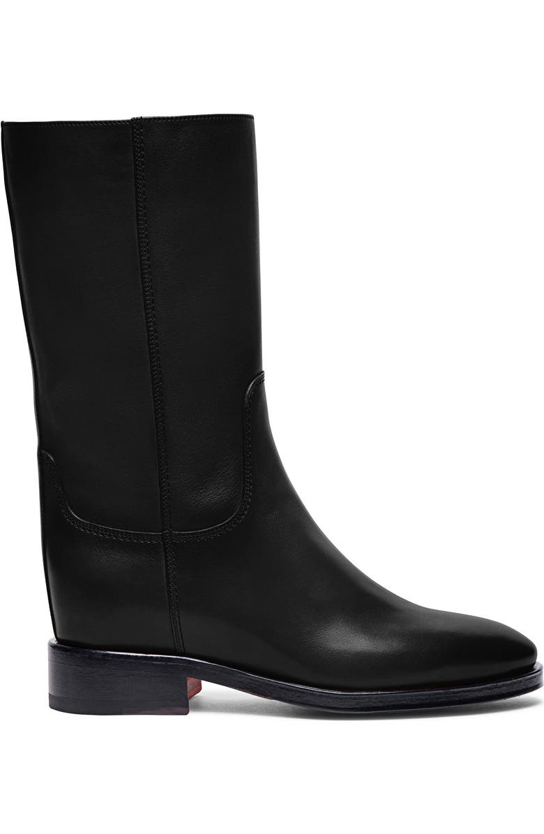 Santoni Women's Fleeces Black Leather Boot, Alternate, color, Black