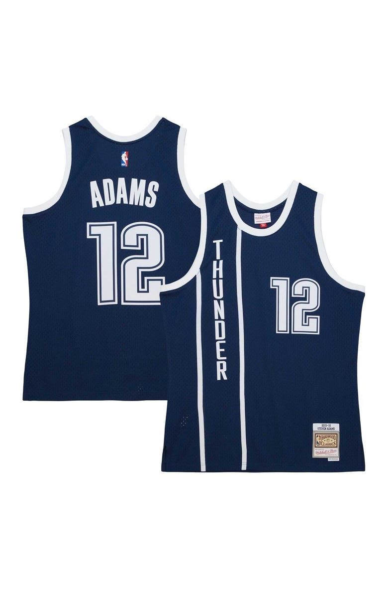 Mitchell & Ness Men's Mitchell & Ness Steven Adams Navy Oklahoma City Thunder  2015/16 Hardwood Classics Alternate Swingman Jersey, Main, color, 