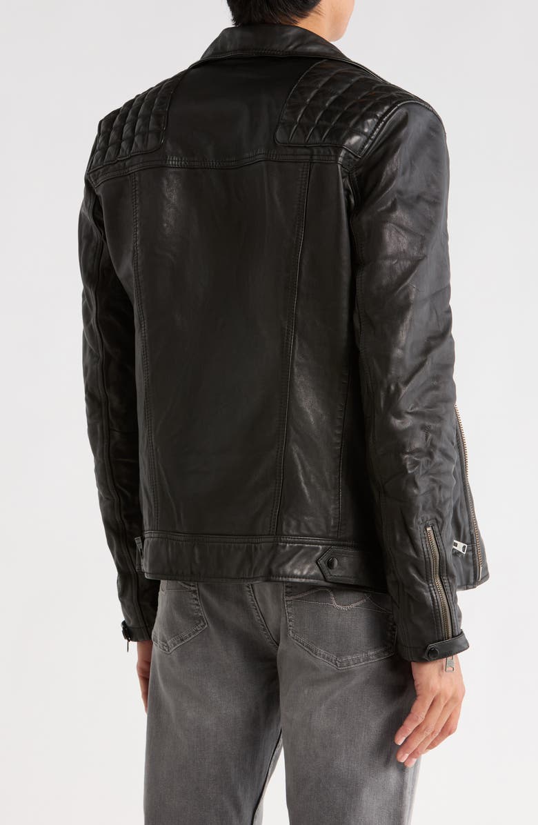 AllSaints Conroy Leather Biker Jacket, Alternate, color, Ink Navy