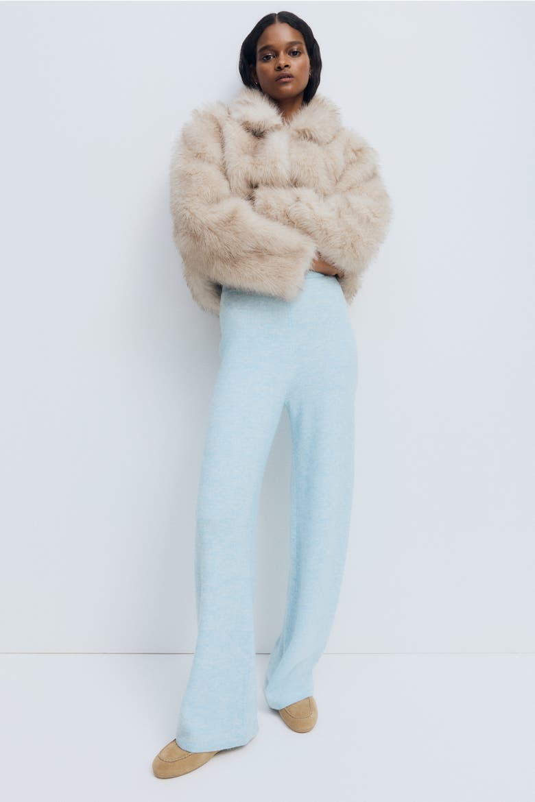 Knitted Pull-on Trousers, Alternate, color, Light blue melange