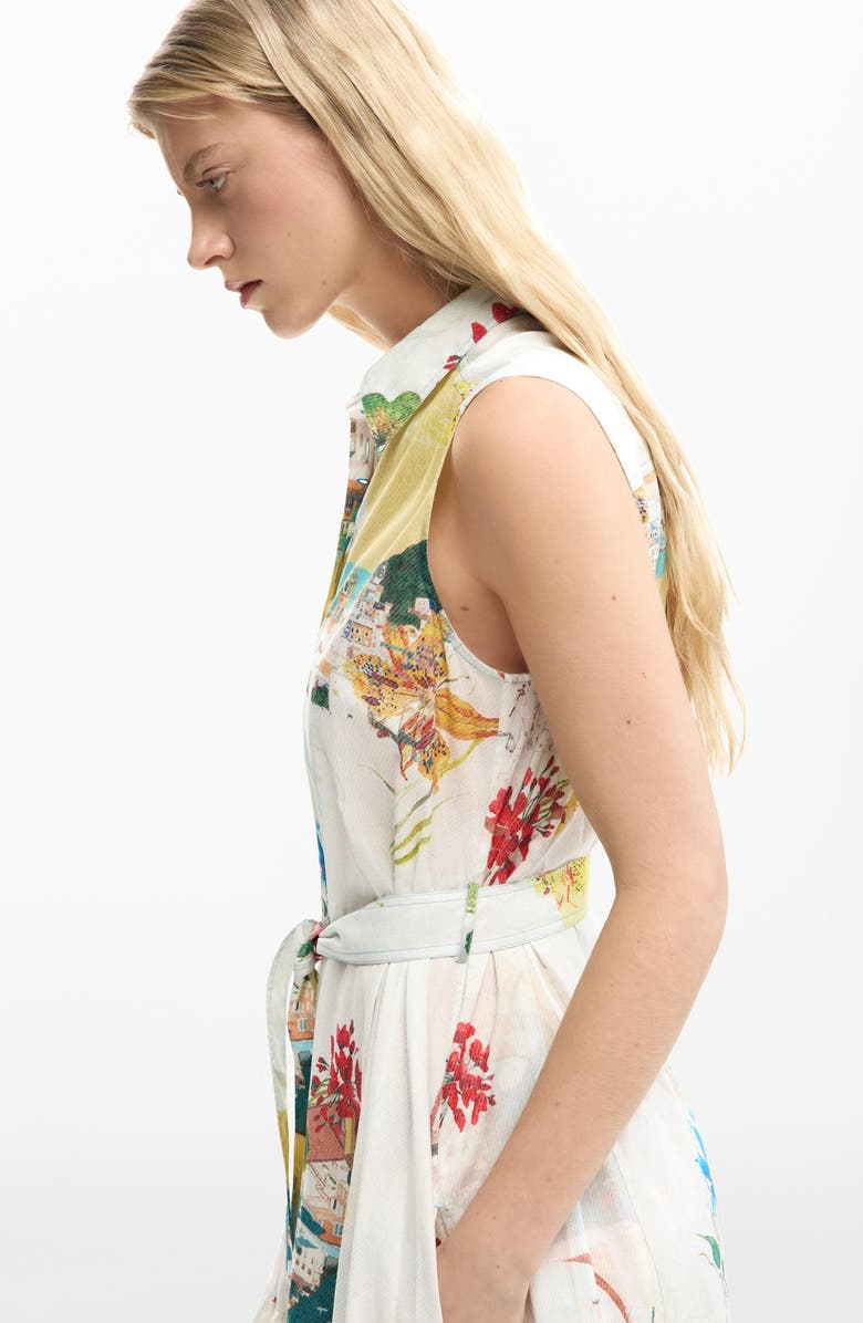 Desigual Postcard Print Sleeveless Shirtdress, Alternate, color, Light Blue