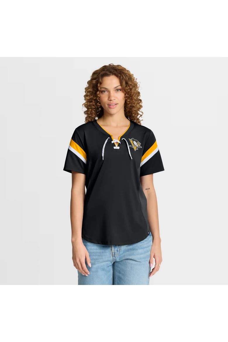 Women's Fanatics Black Pittsburgh Penguins Offside Athena T-Shirt, Main, color, Black
