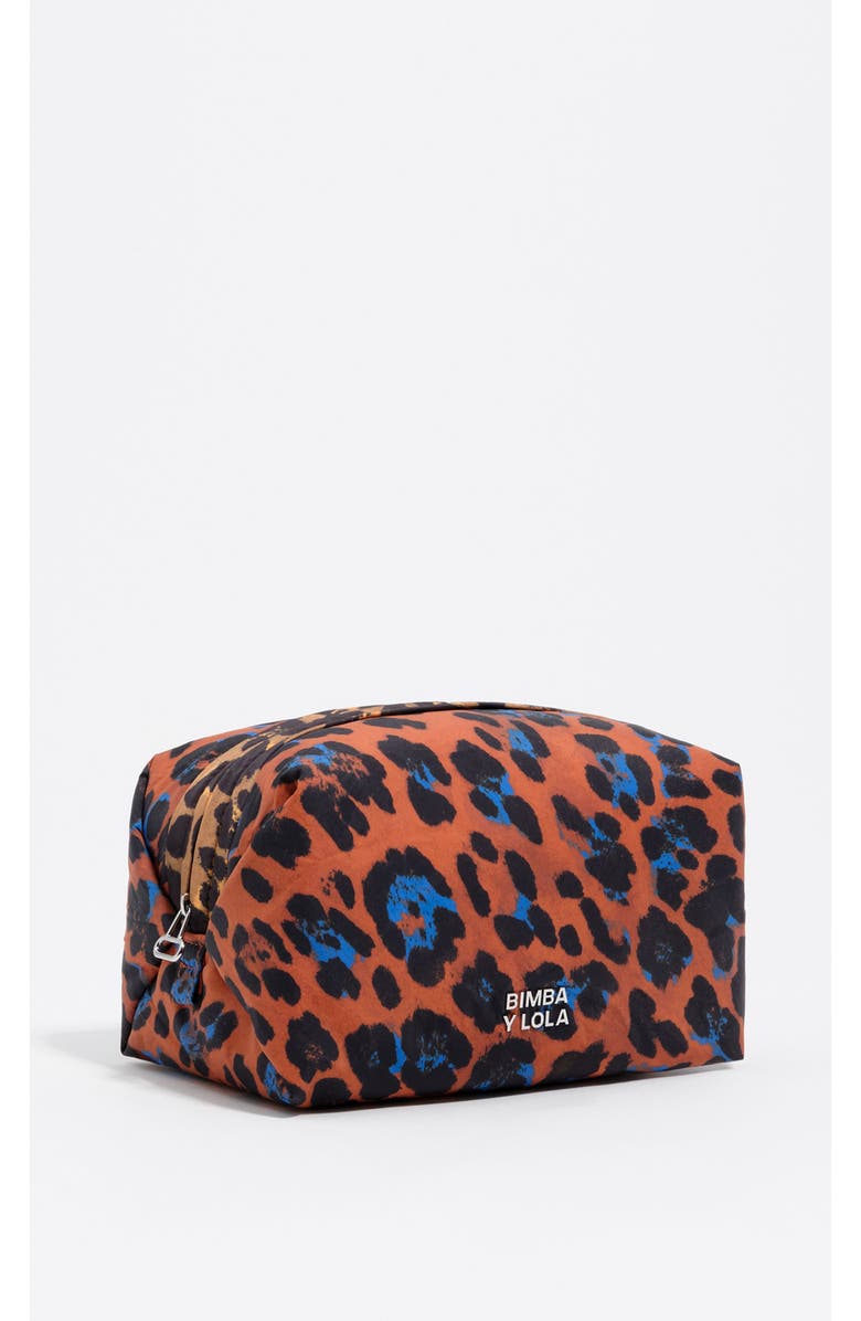 Bimba y Lola Sienna Leopard Print Nylon Make-Up Case, Main, color, Leopard Sienna