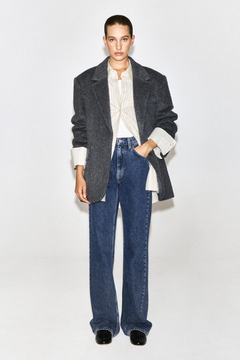 Brushed-wool Blazer, Alternate, color, CHARCOAL MÉLANGE