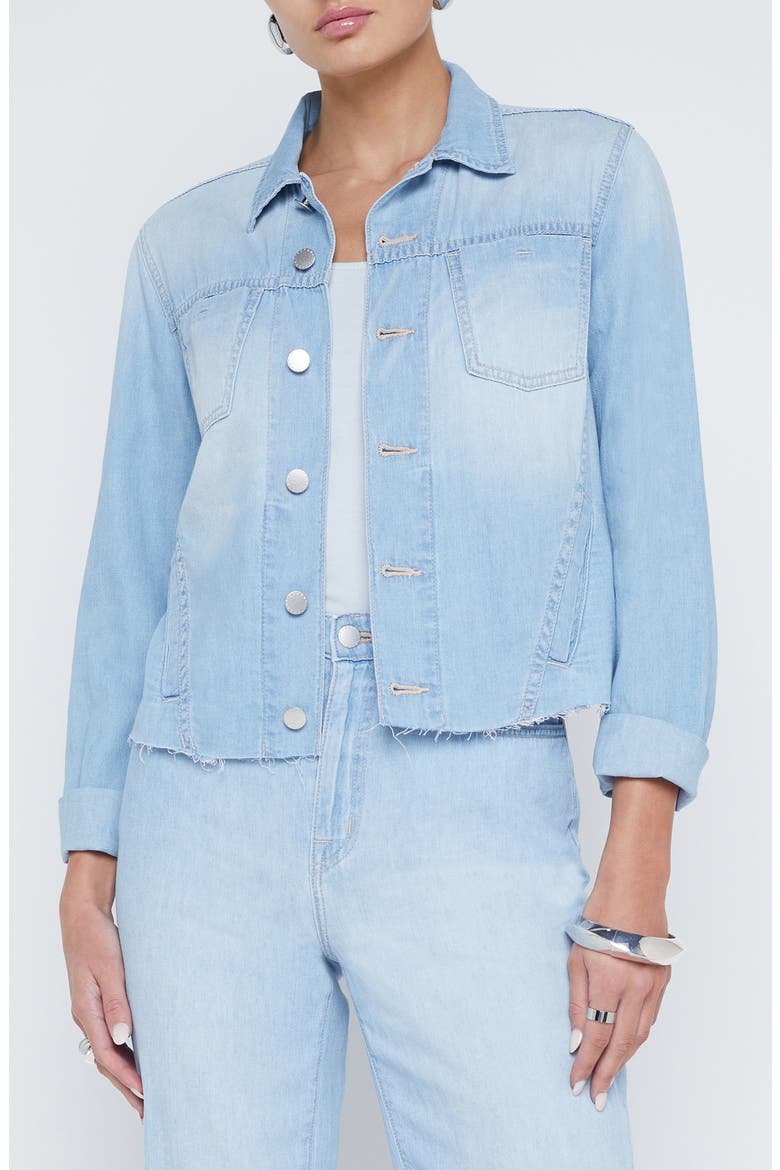 Janelle Raw Hem Cotton Denim Jacket, Main, color, LOZANO