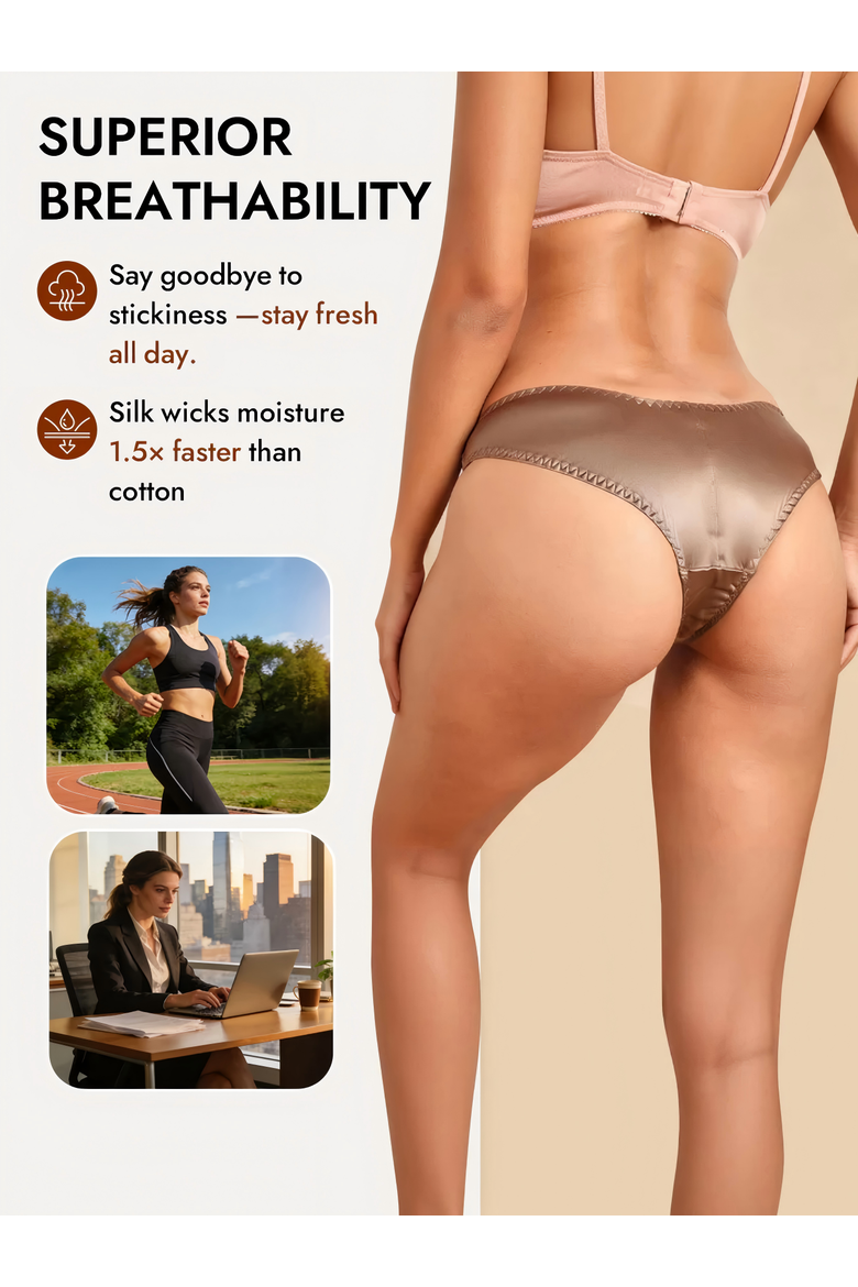 Pure Silk 3-Pack Silk Briefs Panties, Alternate, color, Khaki