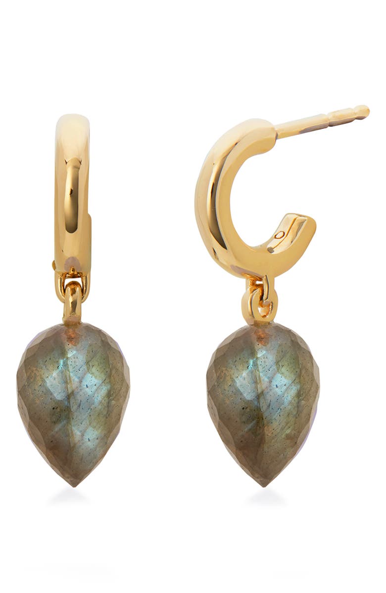 Monica Vinader Fiji Bud Labradorite Drop Huggie Hoop Earrings, Main, color, 