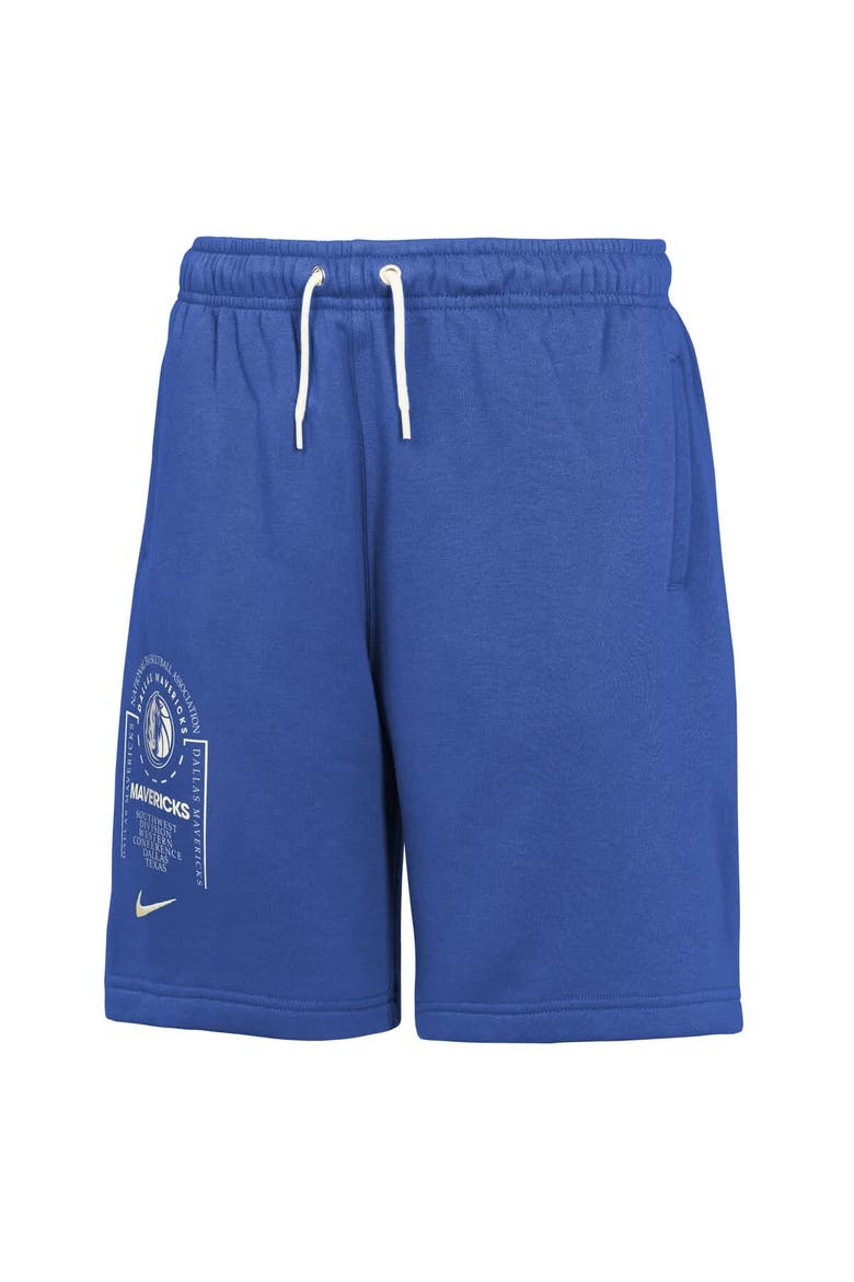 Youth Nike Blue Dallas Mavericks Courtside Club Fleece Shorts, Alternate, color, Blue