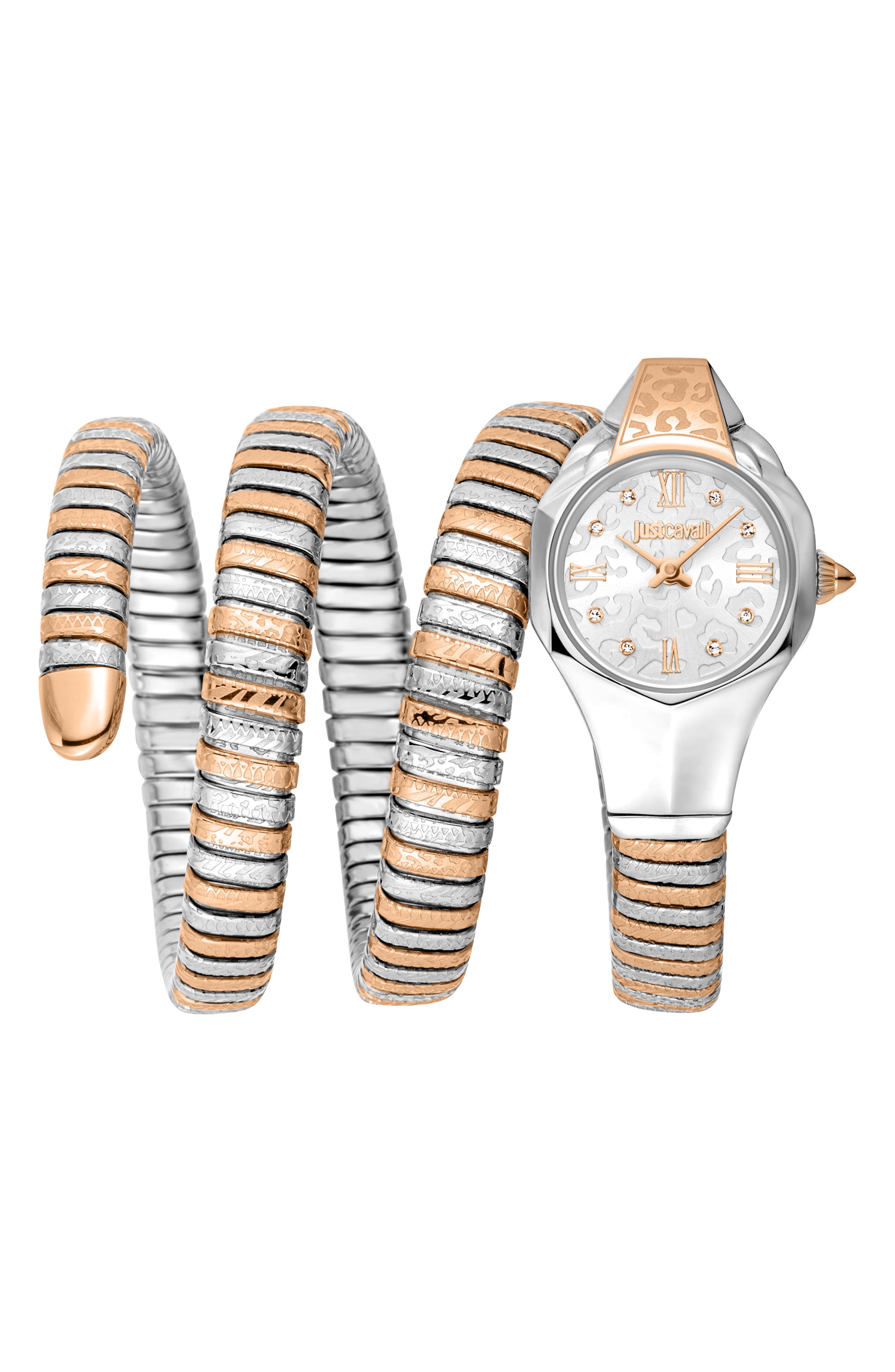 Just Cavalli Snake Wraparound Bracelet Watch, 22mm x 35mm