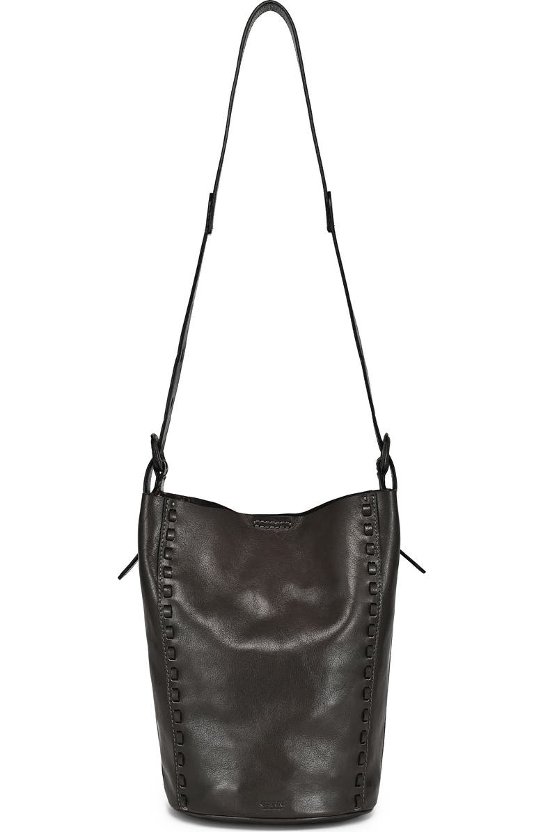 OLD TREND Juniper Genuine Leather Woven Barrel Crossbody Bag, Main, color, Slate