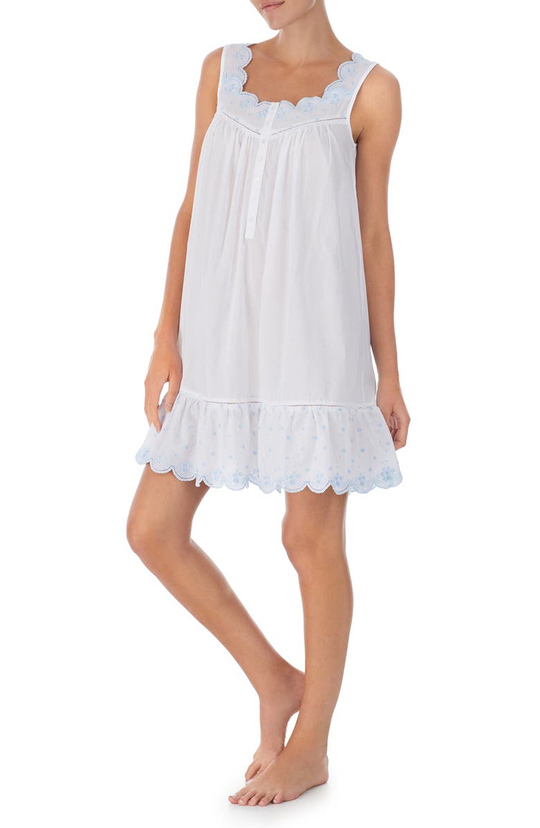 Eileen West Embroidered Lace Cotton Chemise, Alternate, color, 