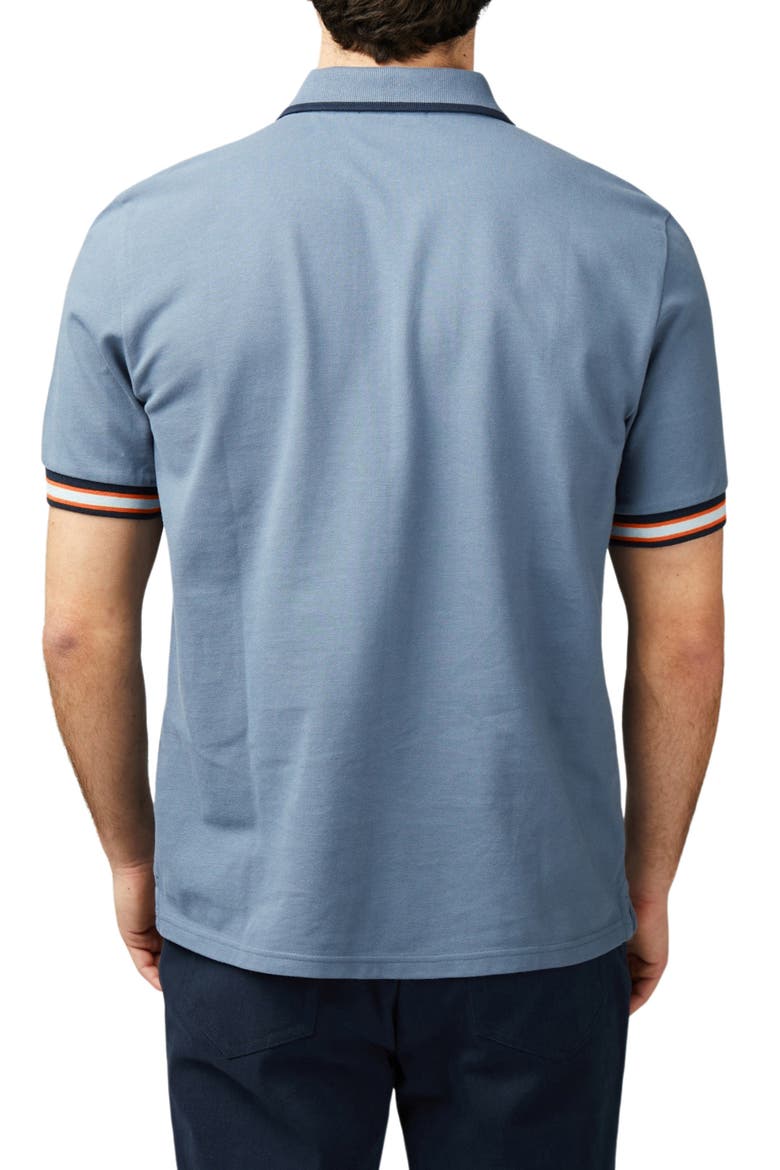 Stripe Rib Organic Cotton Piqué Polo, Alternate, color, SEA