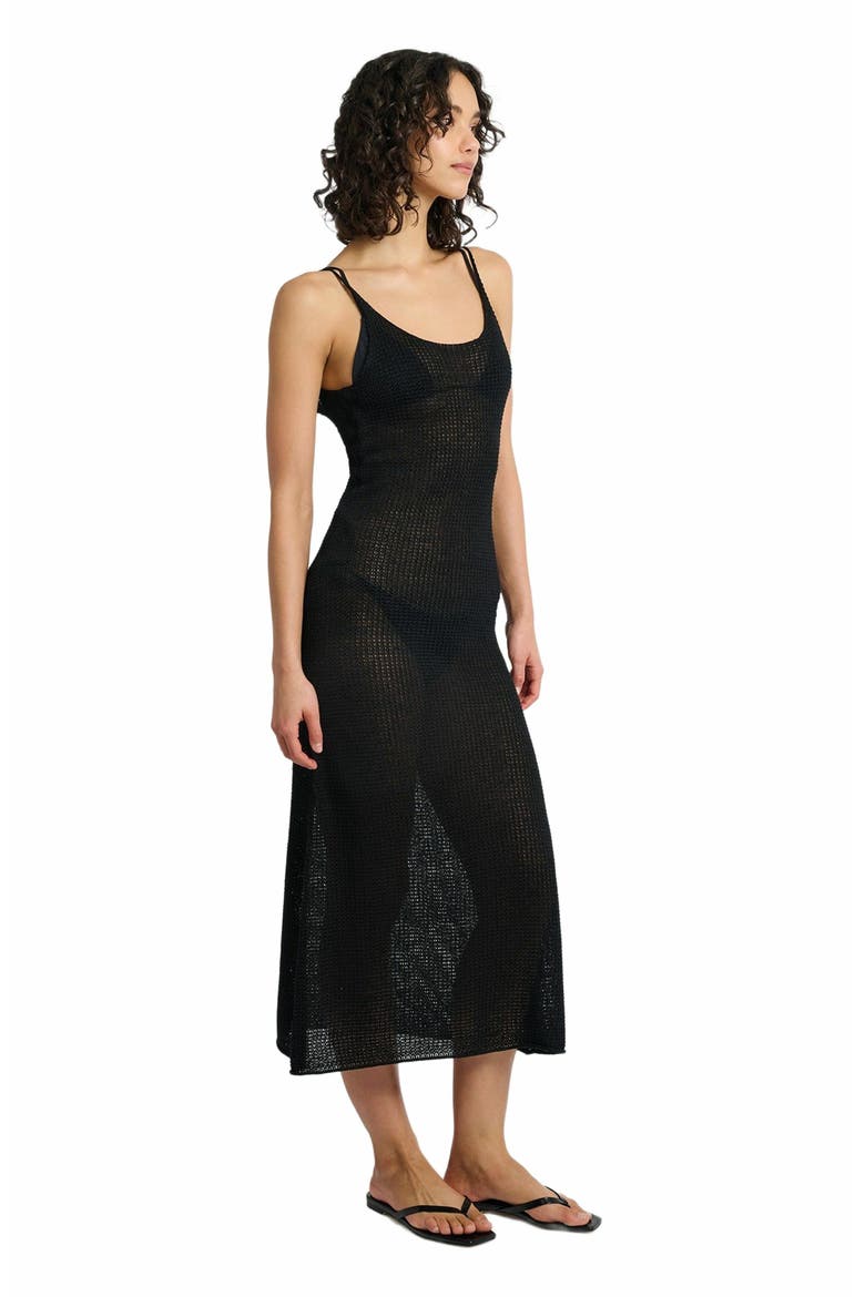 Textured Linen Sweater Scoop Maxi Dress, Alternate, color, BLACK