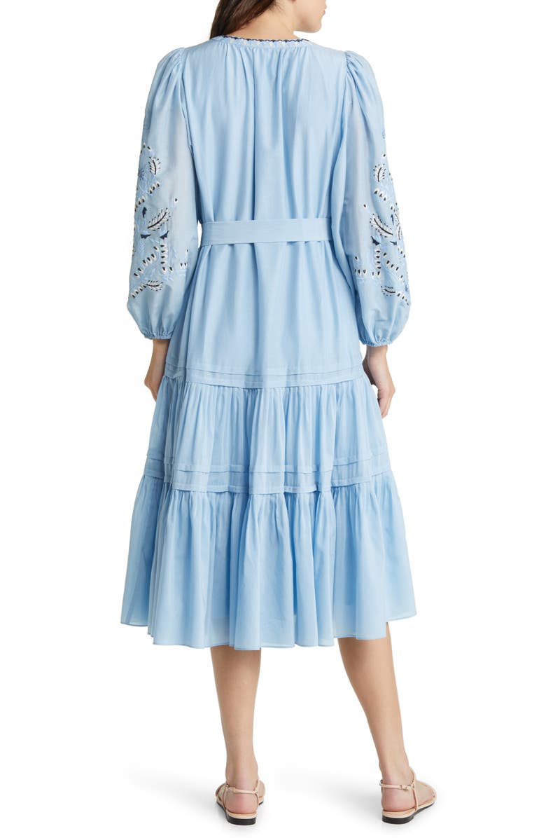 KOBI HALPERIN Kassandra Tie Waist Long Sleeve Poplin Dress, Alternate, color, 