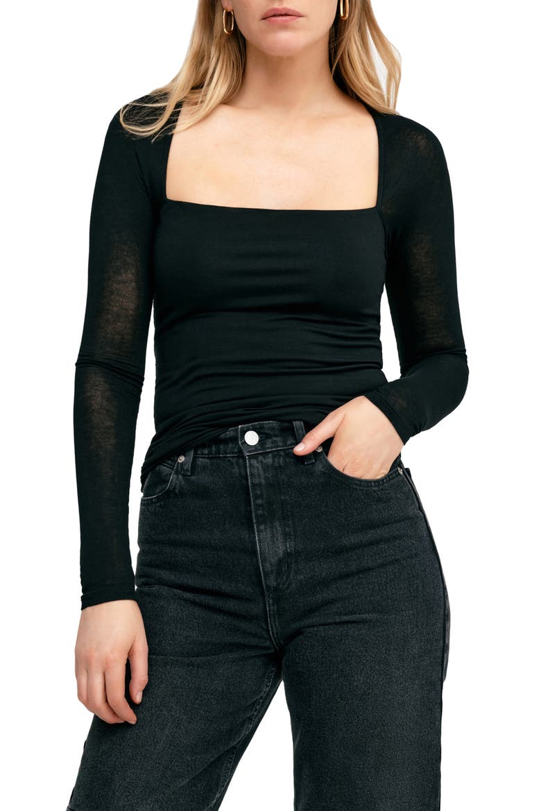 Lonnie Long Sleeve Top, Main, color, BLACK