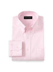 Paul Fredrick Non-iron Cotton Pinpoint Solid Button Down Collar Dress Shirt