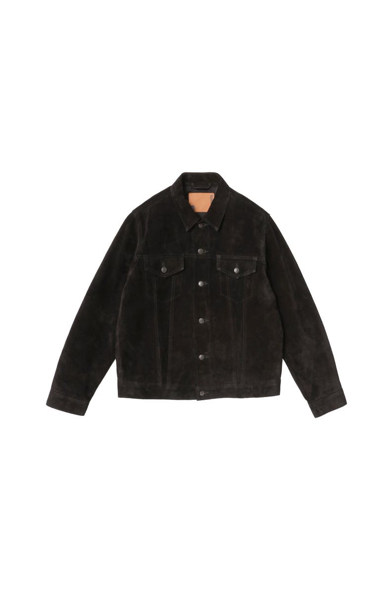 vowels Suede Trucker Jacket, Main, color, 