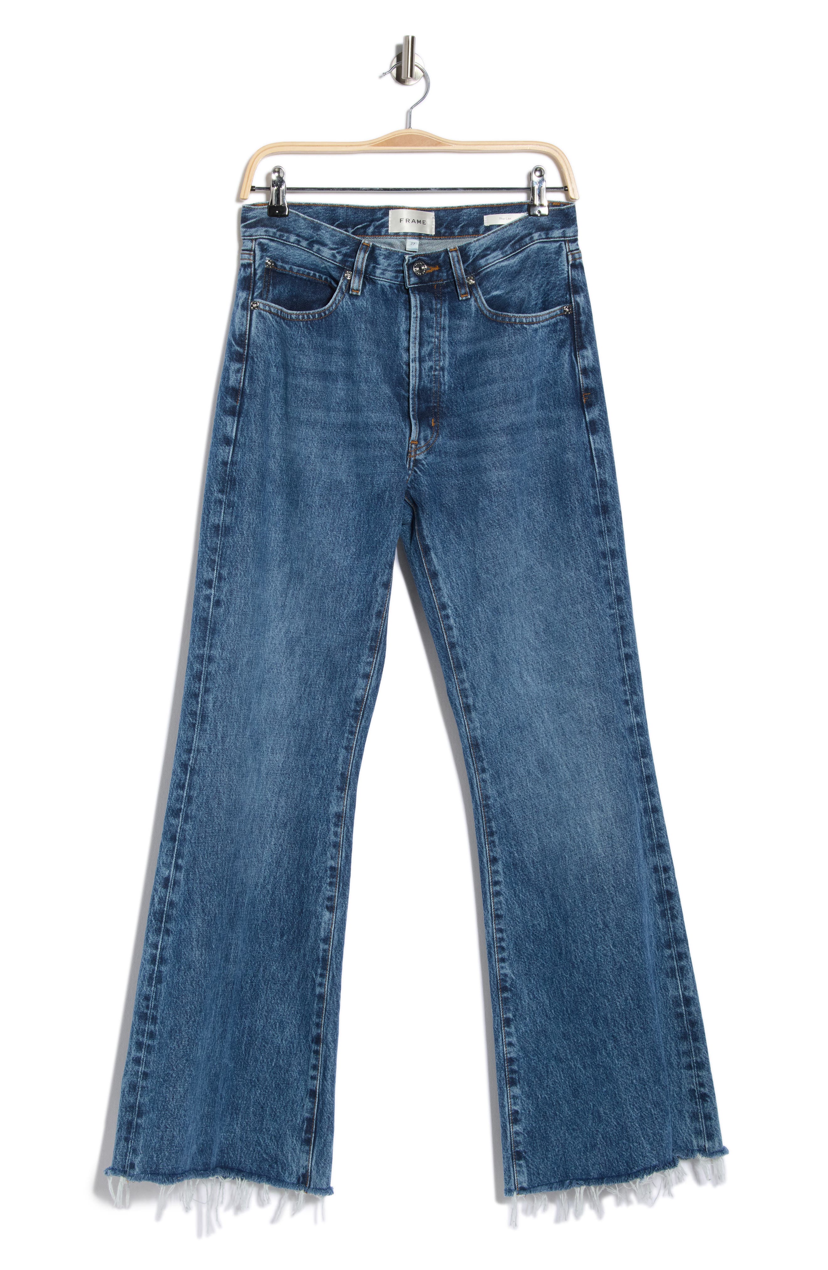 FRAME The Lax Frayed High Waist Flare Jeans