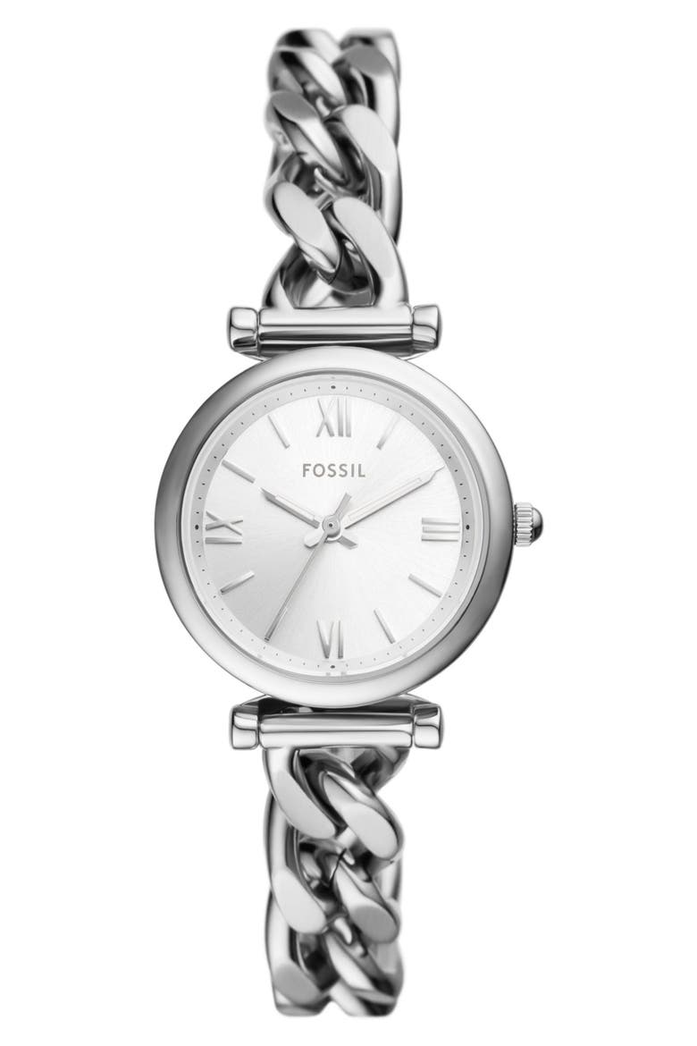 Carlie Mini Bracelet Watch, 28mm, Main, color, SILVER