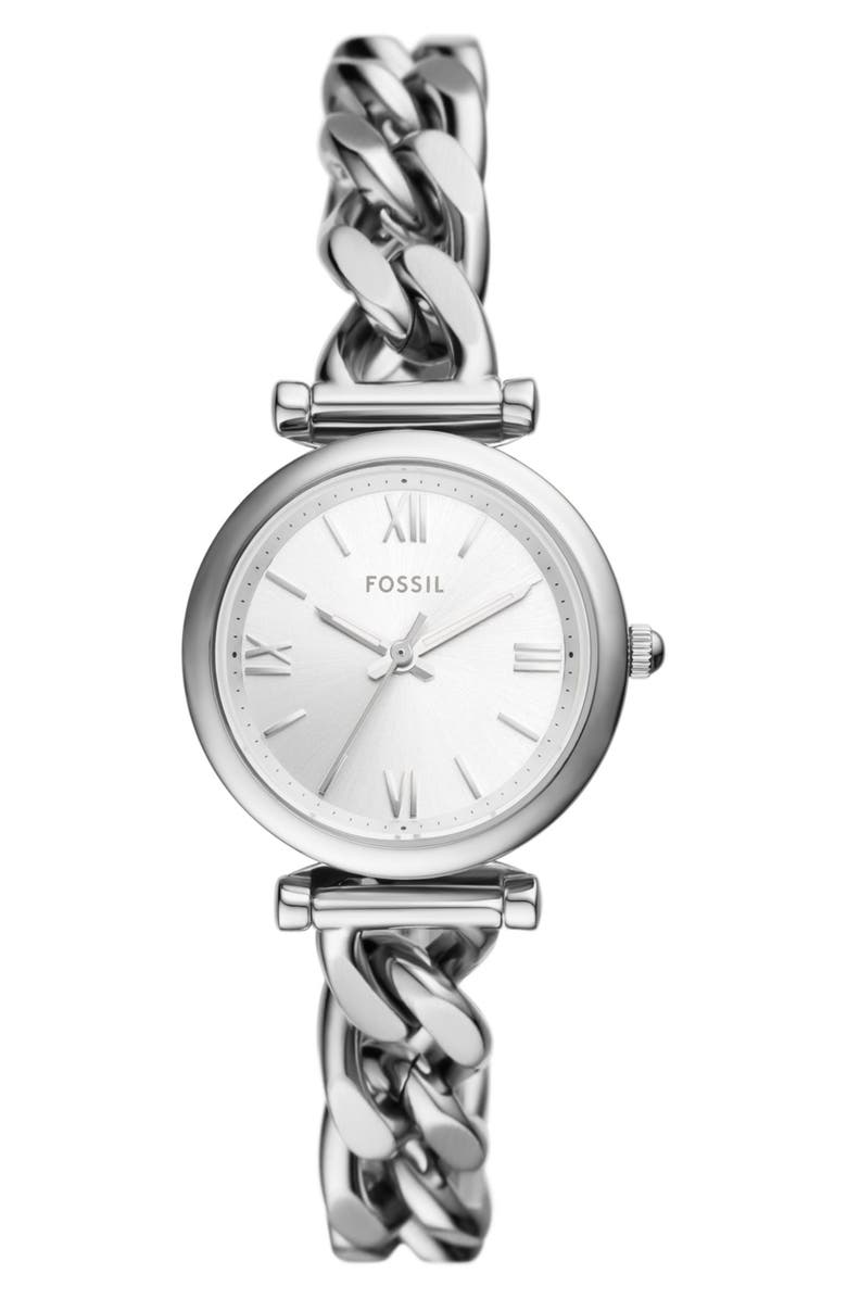 Fossil Carlie Bracelet Watch, 28mm, Main, color, Silver