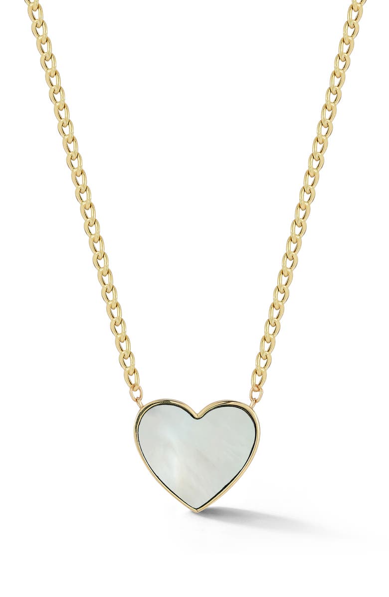 Ember Fine Jewelry 14k Gold Mother of Pearl Heart Necklace, Main, color, Gold